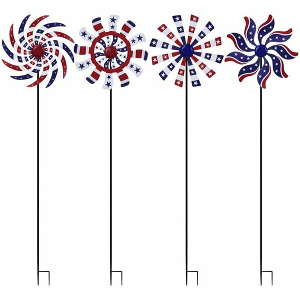 Alpine Multicolored Metal 37 in. H Patriotic Windmill Outdoor Garden Stake QYY248A-301